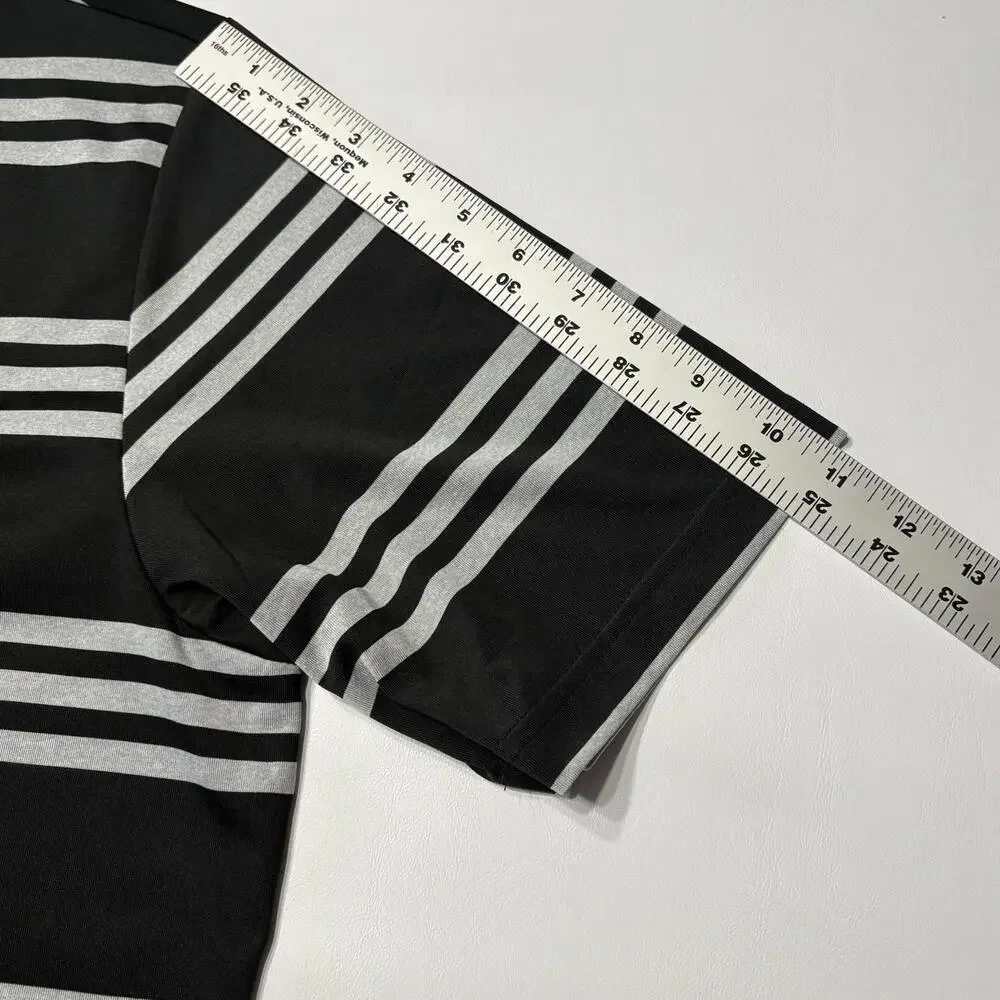 Adidas Men's Striped Polo Shirt - Size XL, Black and Gray
